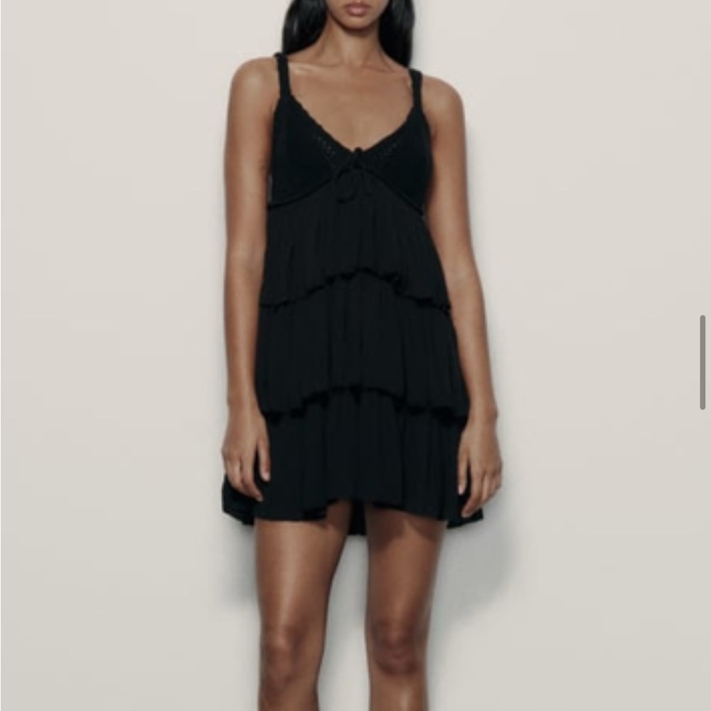 Black Tiered Spaghetti Strap Dress